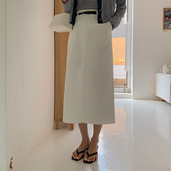 (BeltSET)Basil Cotton Long Skirt