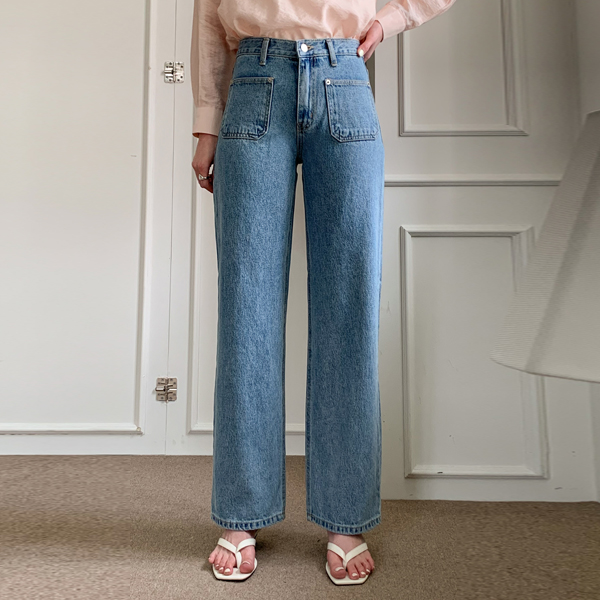 Lamel Out Pocket Straight Denim Pants (SL)