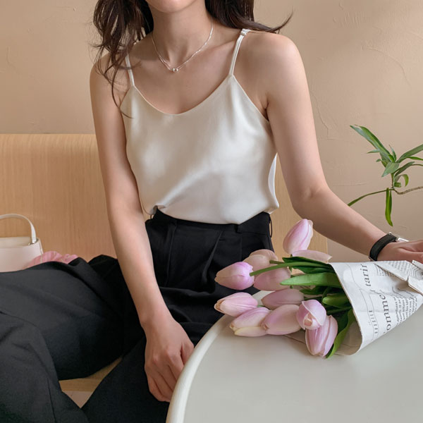 [MD Recommendation] Mood Satin Sleeveless Shirts Blouse (12 colors)