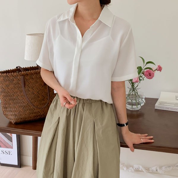 [Span Good!] All-day wrinkle-free hidden short-sleeved shirt (FREE-L)