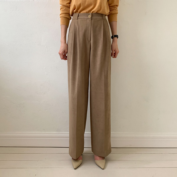 <font color="bb4b57"><b>[Limited-time discount]</b></font> <font color="#810100"><b>[Made]</b></font> Bodul Peach Two-Pin Tuck Wide Slacks