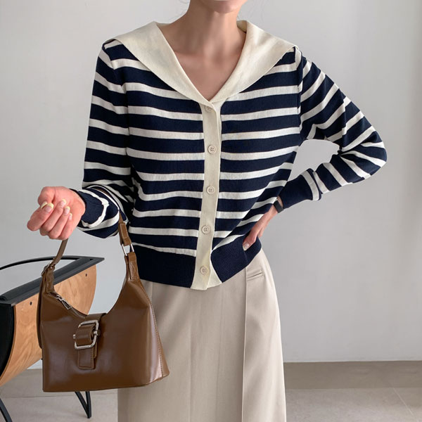 Luke Serra Stripe Button Knit (ver.Long-sleeve)