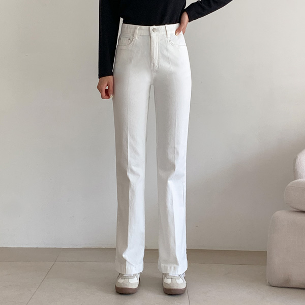 Lifeline semi-bootcut hidden banding cotton pants (S-XL)