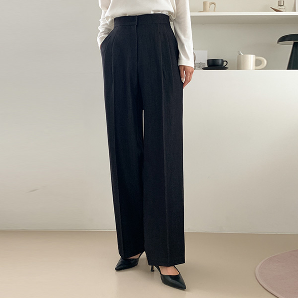 [primium]Dress back banding pin tuck Denim Slacks (SL)