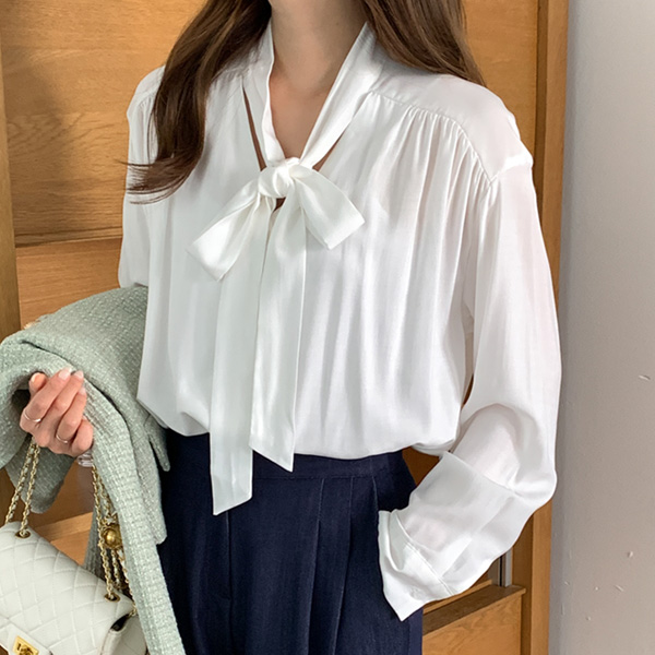 Sellow Silky Tie Blouse