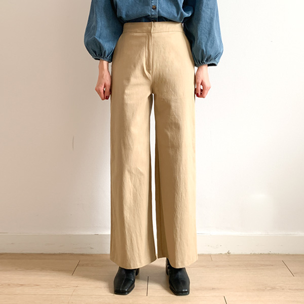 Maple Wide Back Banding Cotton Slacks (SM)