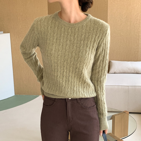 Sage Real Fox Wool Twiddle Knit