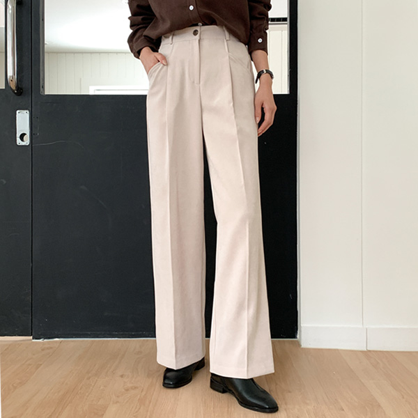 <font color="bb4b57"><b>Limited quantity SALE</b></font><br> Peach Pin Tuck Back Banding Wide Slacks (SL)