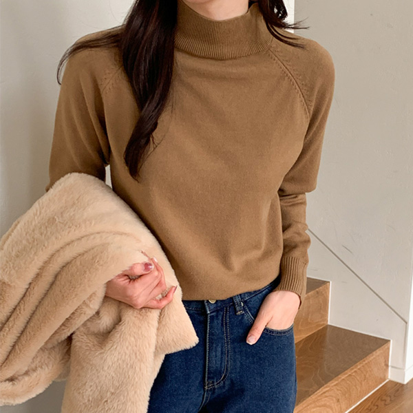 With Wool Blend Half Neck Knit