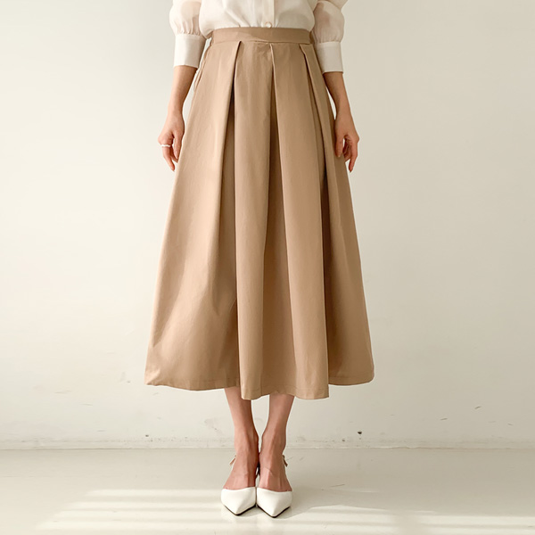 Roman Pintuck Flare Skirt (Banding)