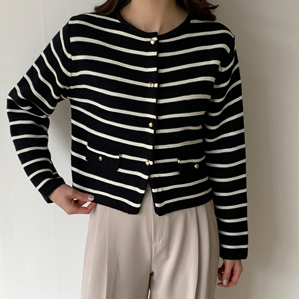 Classic line striped cardigan