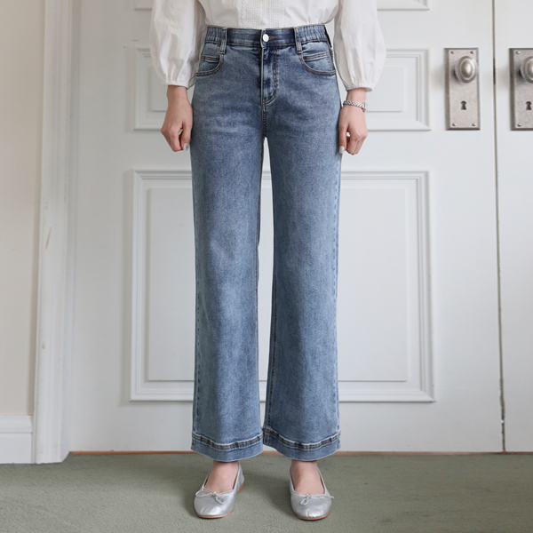 Cushion span wide hidden banding denim pants (SL)