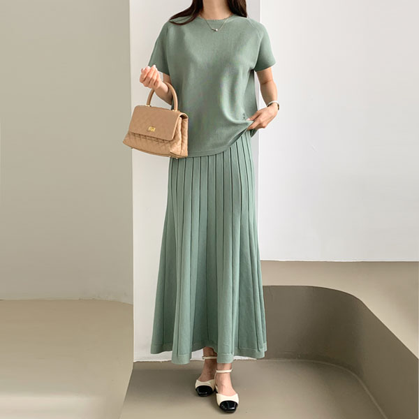 Romance Logi Short Sleeve Pleated Top and Bottom Set