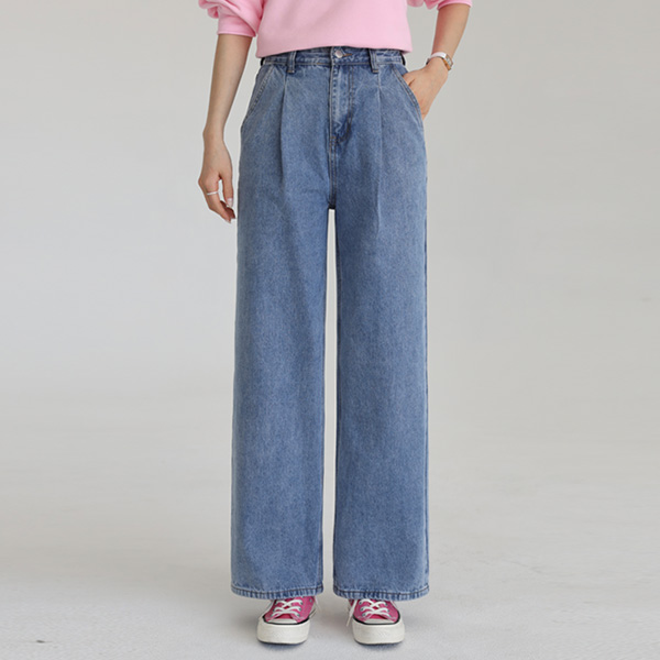 3TYPE Daily Pintuck Wide Denim Pants