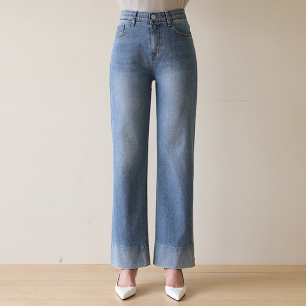 Gradation Hidden Banding Wide Denim Pants (S-XL)