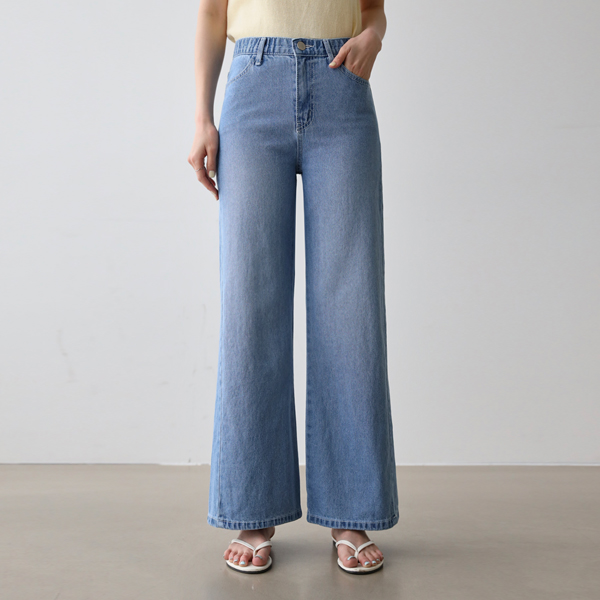 Incision Flare Wide Denim Pants (Hidden Banding)