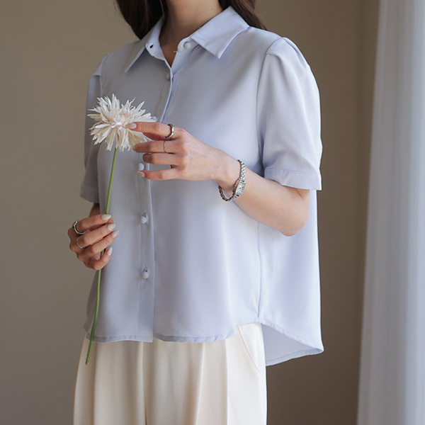 Allday Puff Button-Up Blouse (Short-sleeve)