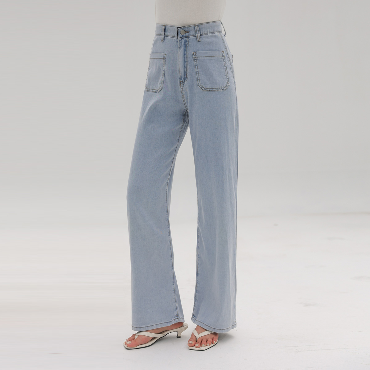 2TYPE Cool Tencel Pocket Wide Denim Pants