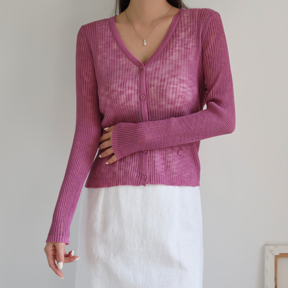 Yeri See-Through Two-Way Linen Cardigan (Linen85)