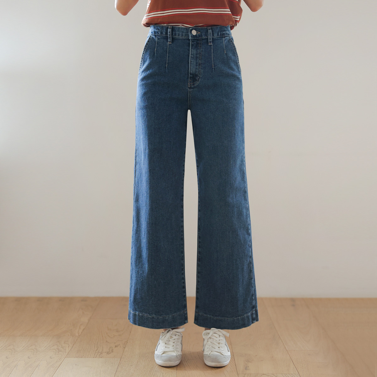 Wish Pin Tuck Wide Denim Pants (SL)