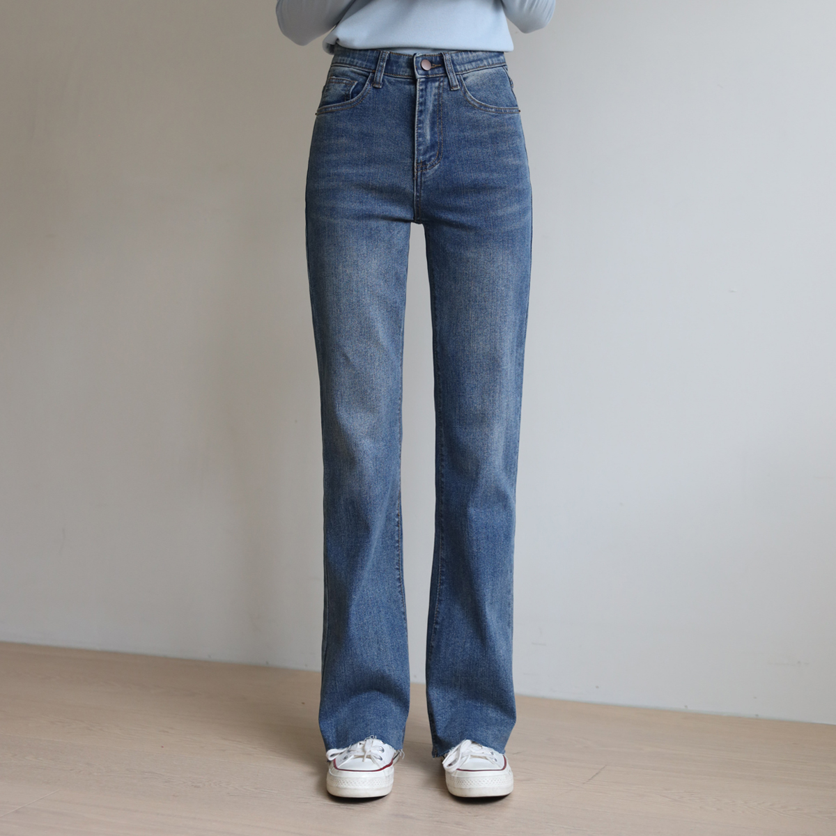 Long leg hidden banding bootcut denim pants (S-XL)