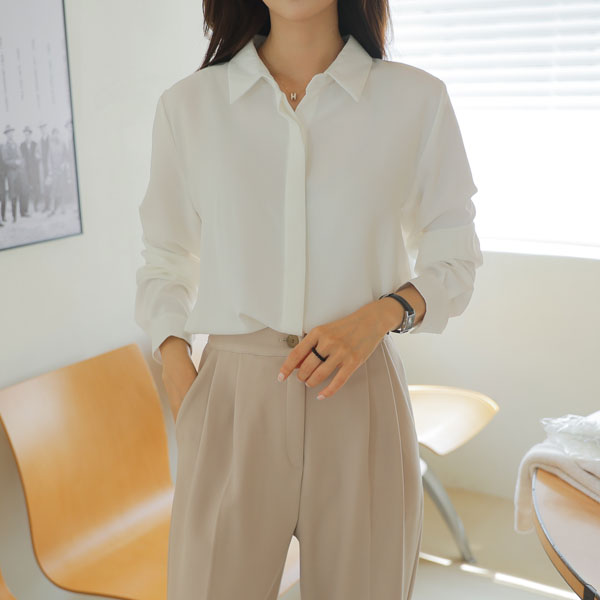 All-day wrinkle-free hidden button blouse (Free, L choose!)