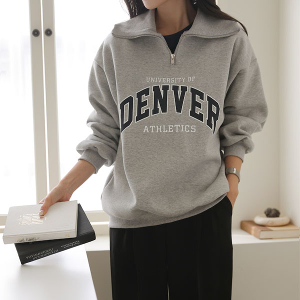 <font color="bb4b57"><b>[Limited-time discount]</b></font> Denver lettering half-zip Man to man