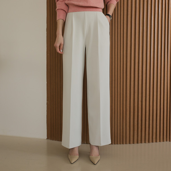 <font color="#810100"><b>[D_Self-made]</b></font> Daily item soft pin tuck wide slacks