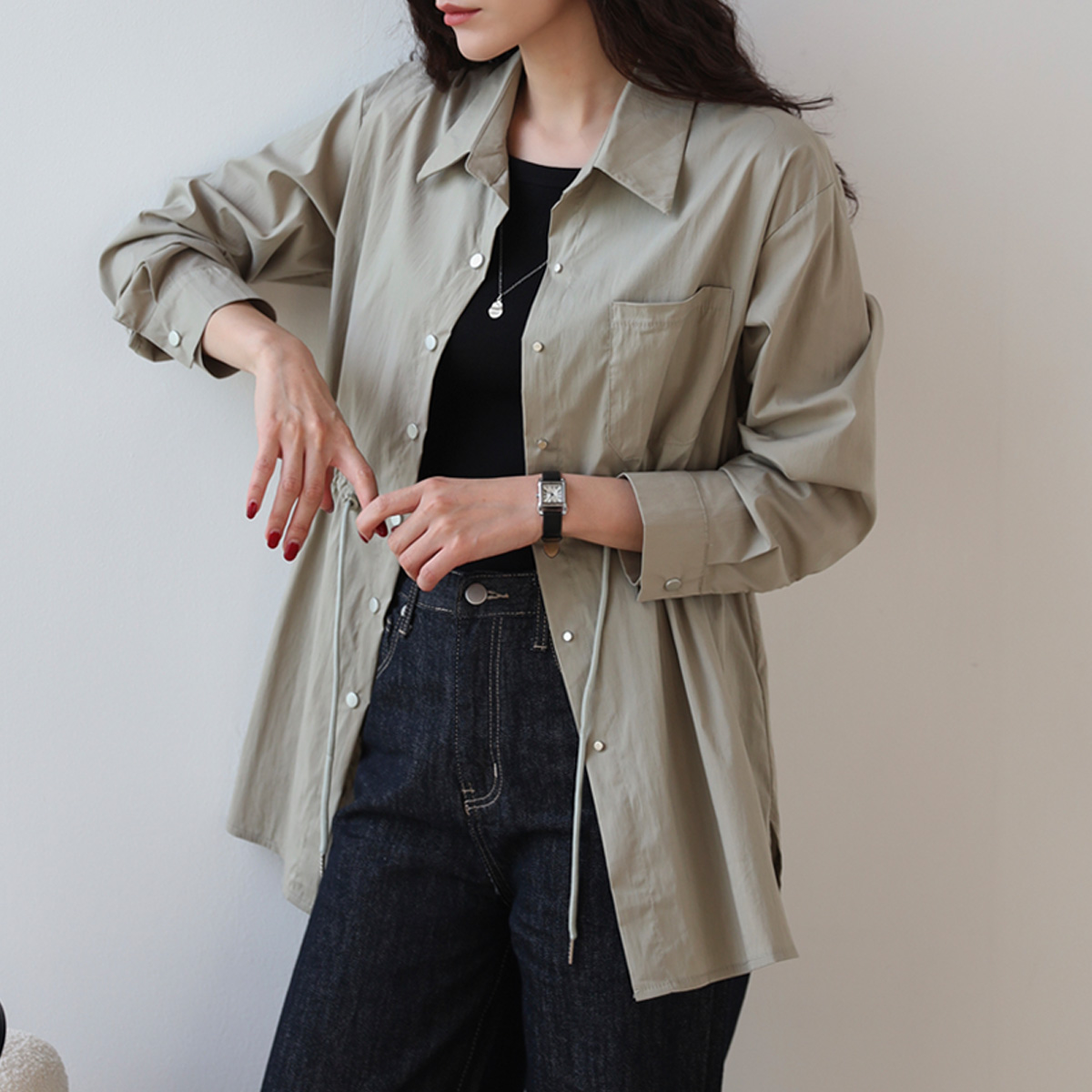 Light rustling pocket string jacket