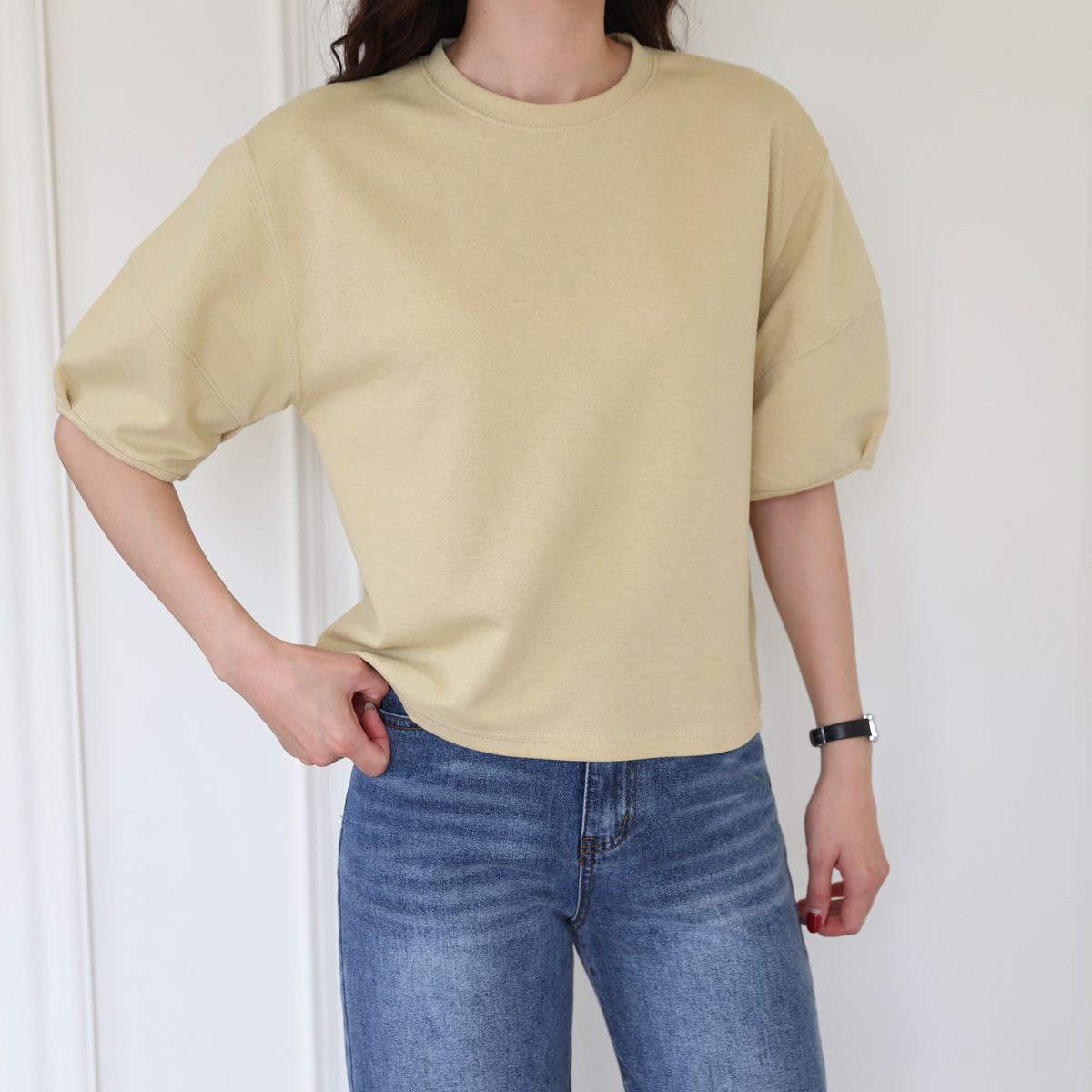 Like cut puff sleeve tee