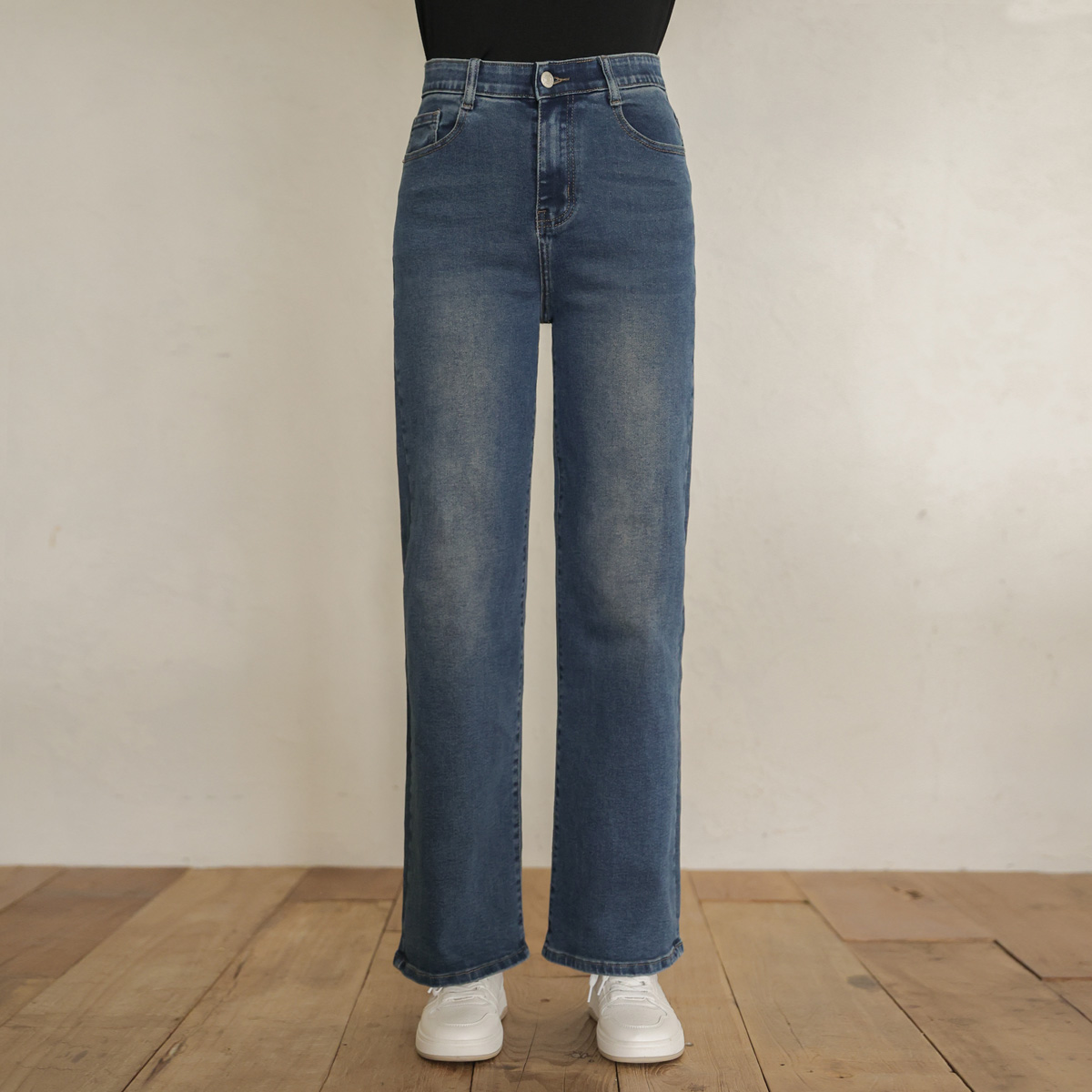 Jelly tension wide straight fit denim (secret banding/S~3XL)