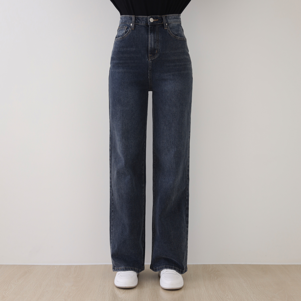 Likespan Semi-Wide Denim Pants (S-2XL)