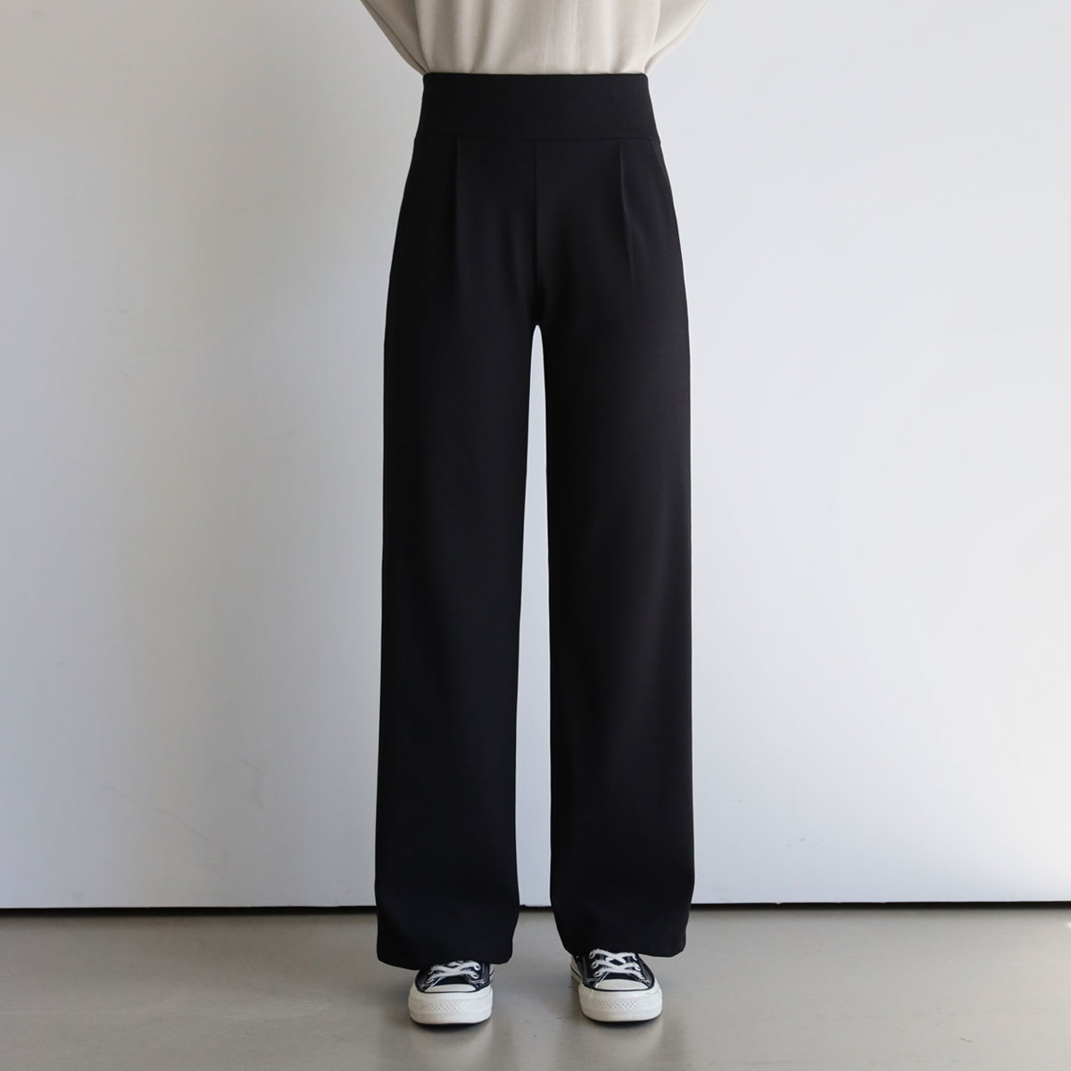 [Planning] Tension-up pin tuck wide banding slacks (S-XL)