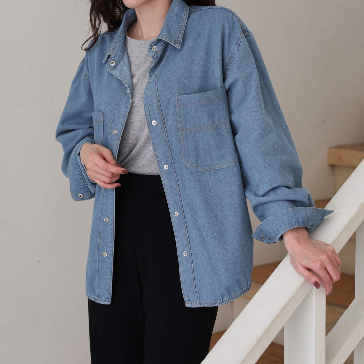 Polki back team denim shirt