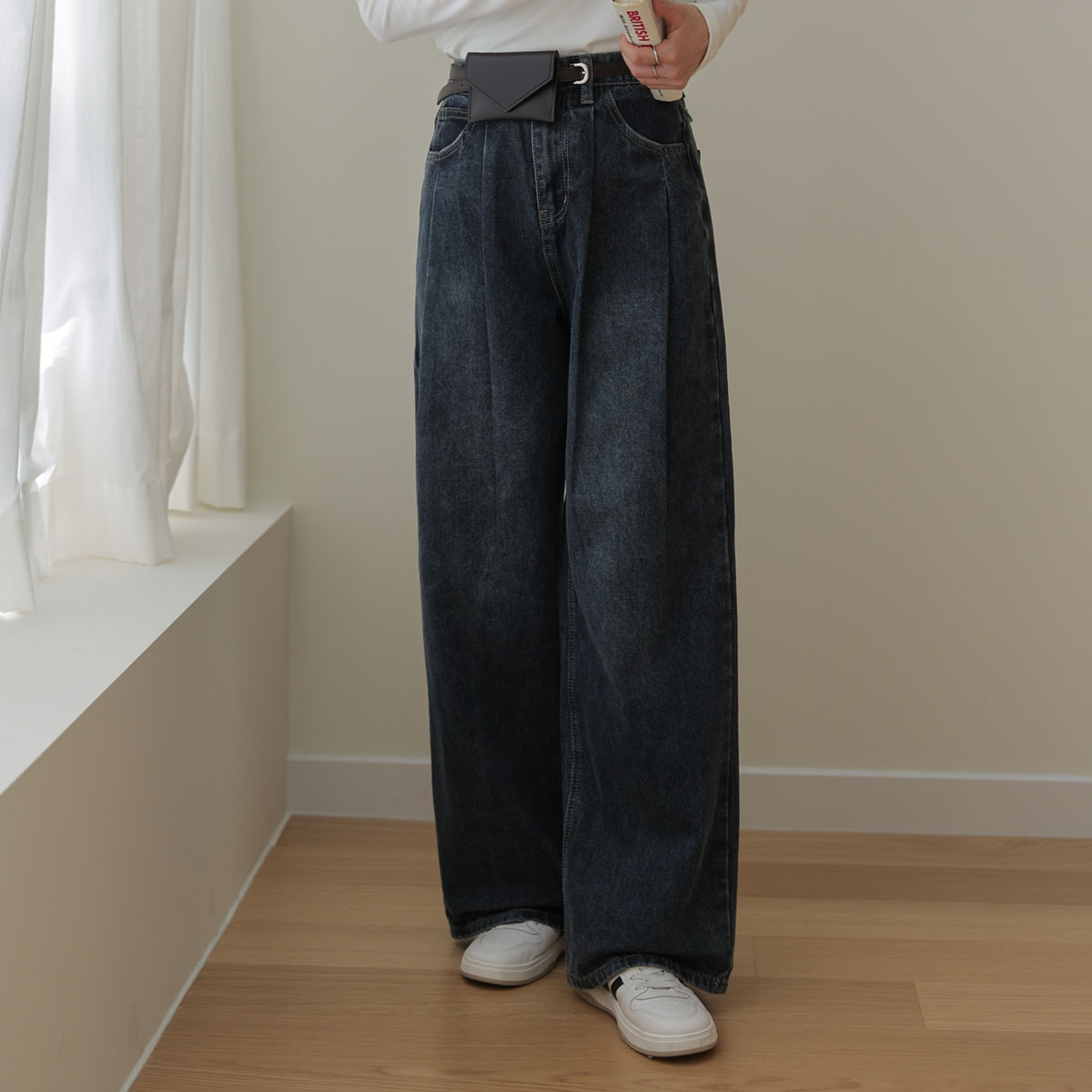 3TYPE double pin tuck wide denim pants