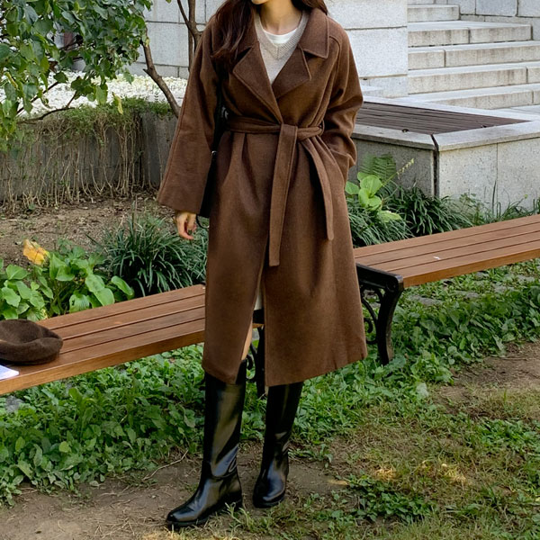 Levay Handmade Belted Wool Coat (Wool30%)