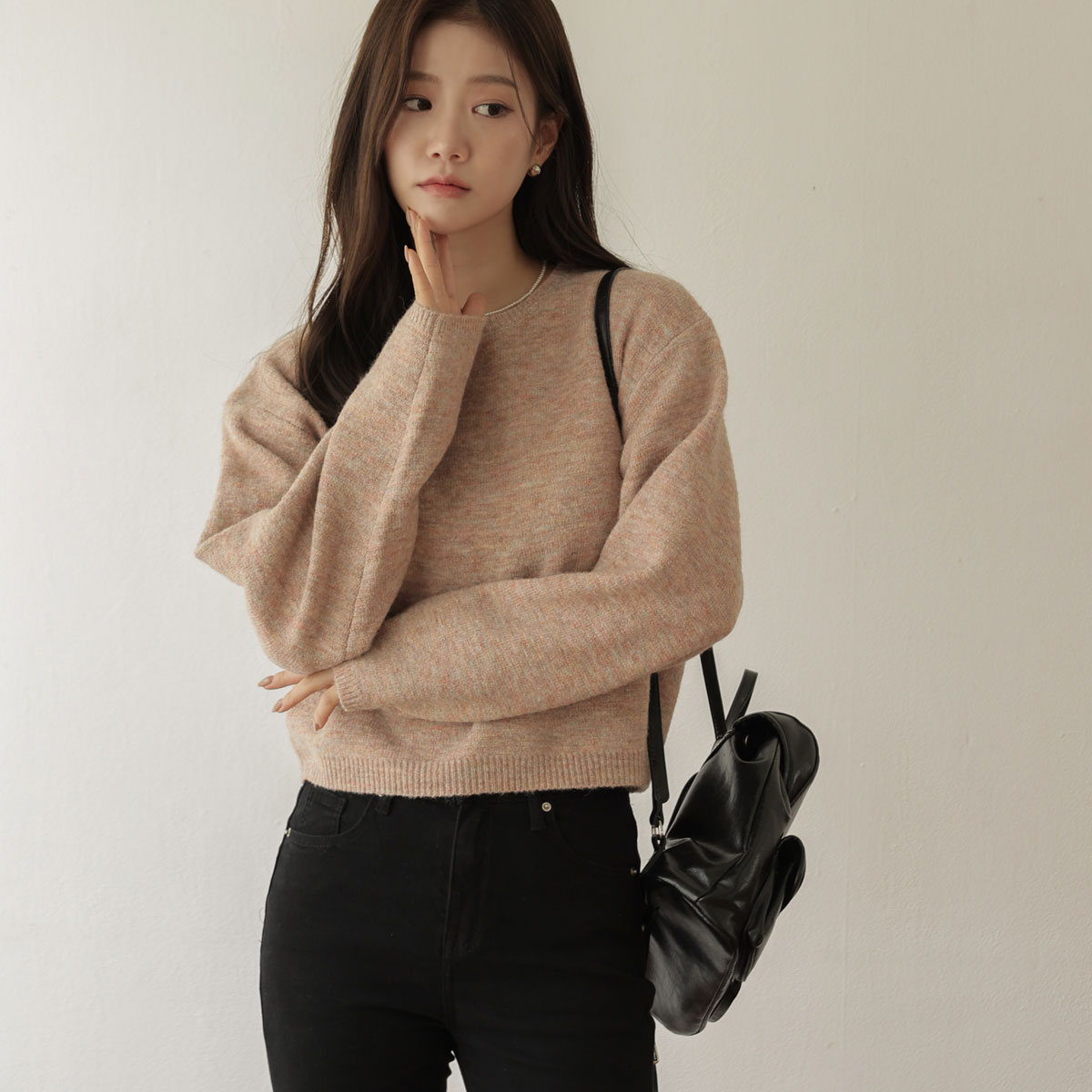 Soft washing bocashi crop knit