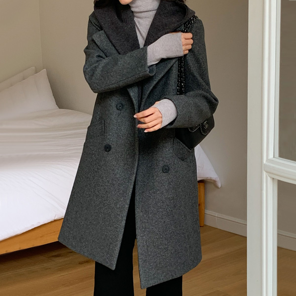 Frize Hood Warmer Layered Wool Coat