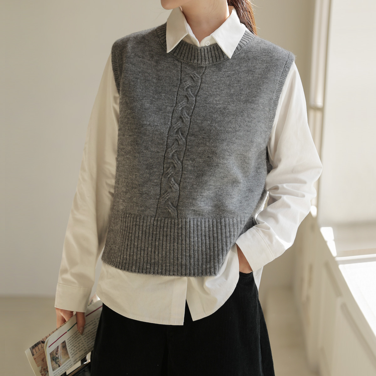 Back Button-Up Knit Vest