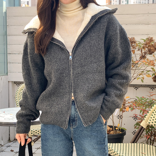 Every Wool Highneck Knit Zip up