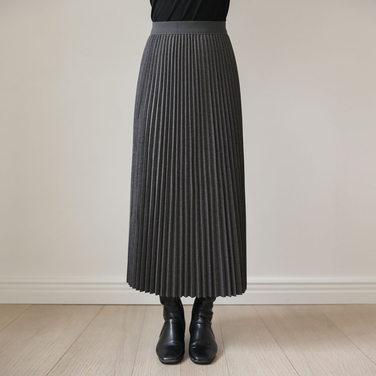 Windy Long Banding Pleated Skirt