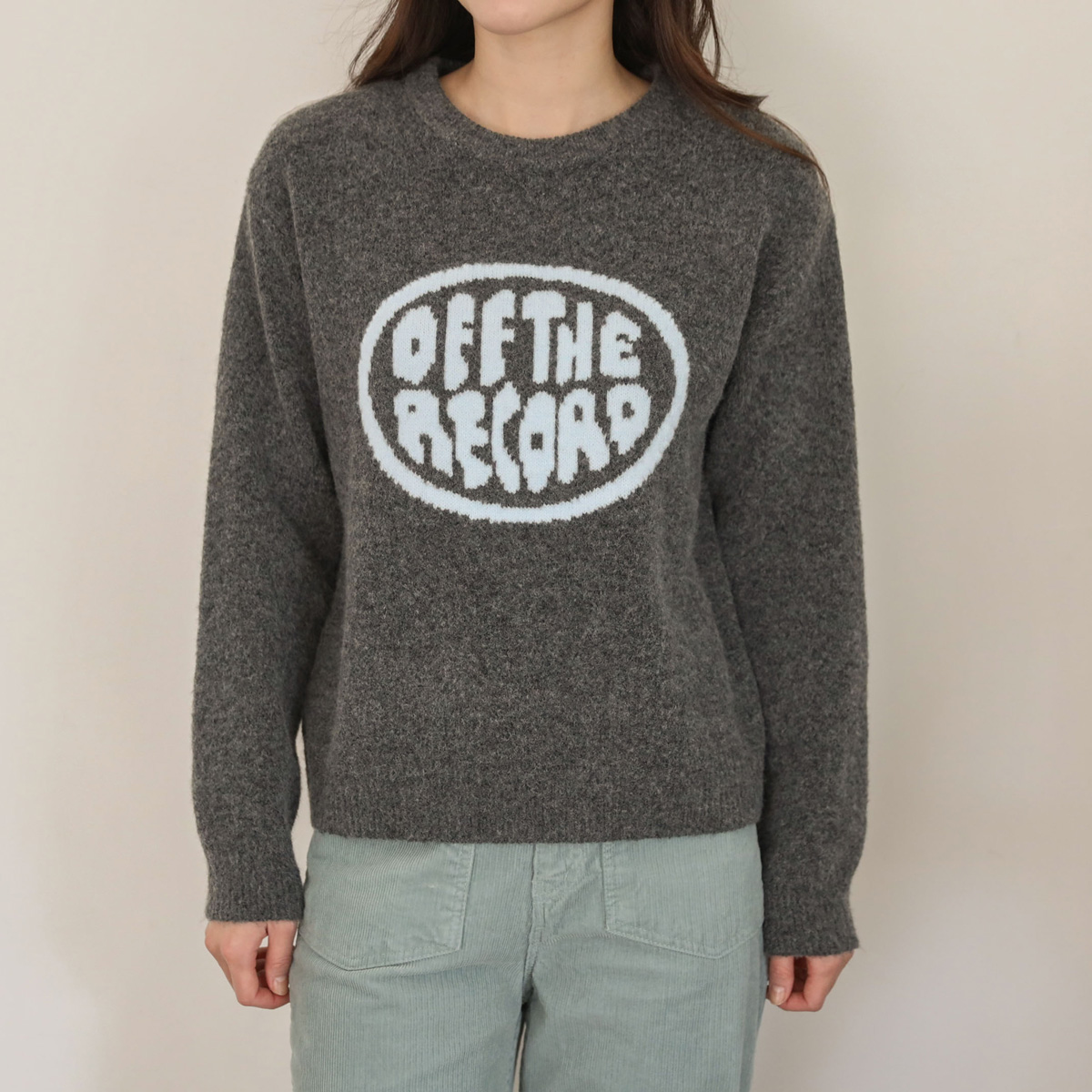 Off the Lettering Wool Round Knit