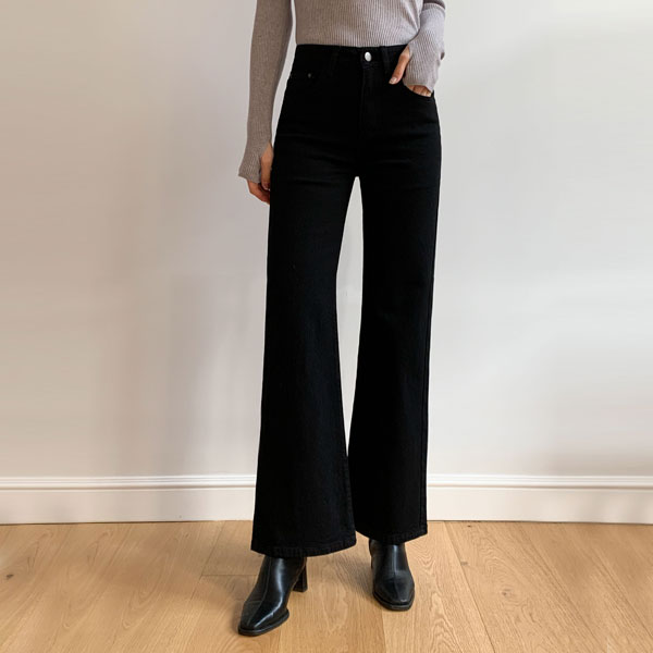 Soft Warm On Wide Black Jeans Pants (SL)