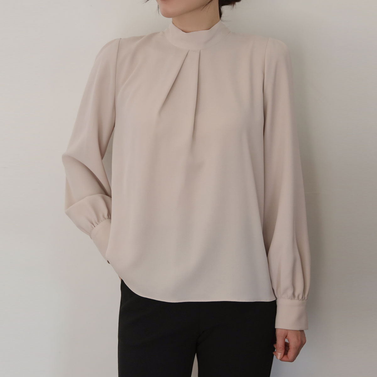 two-way high tie blouse