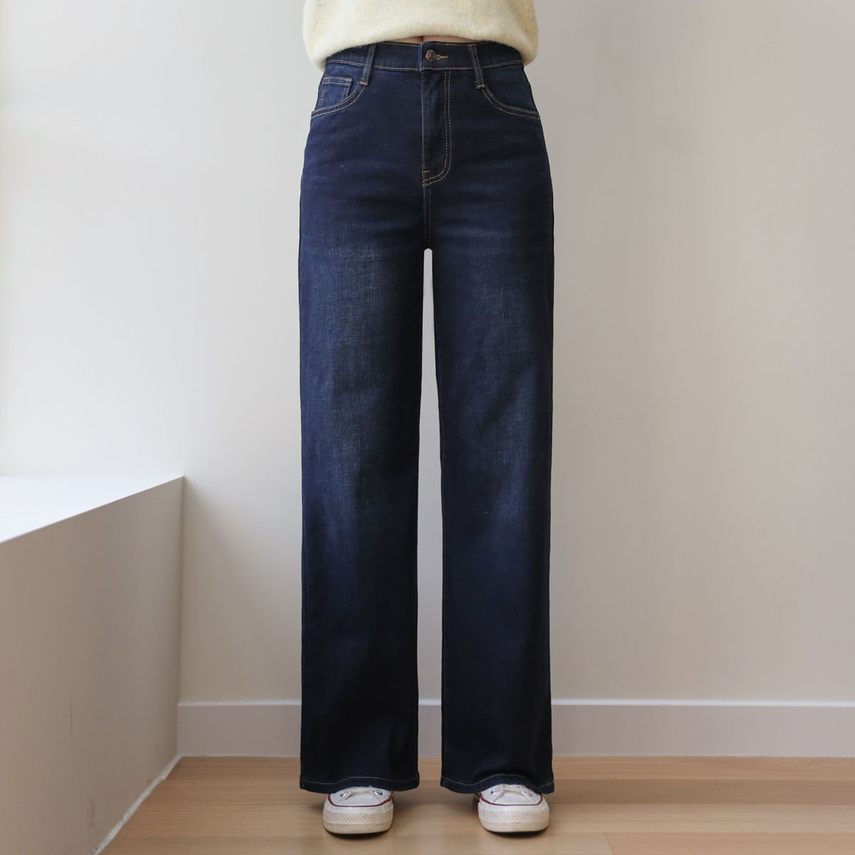 Jelly tension warm fleece vintage denim pants (S-3XL)