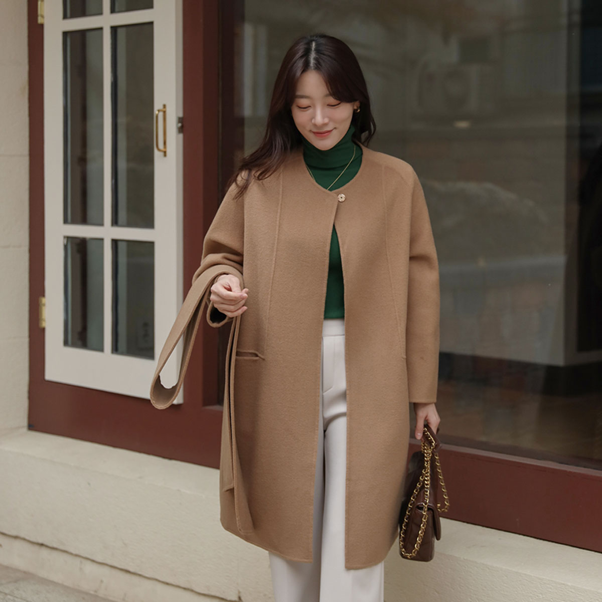 Wool100 muffler handmade coat