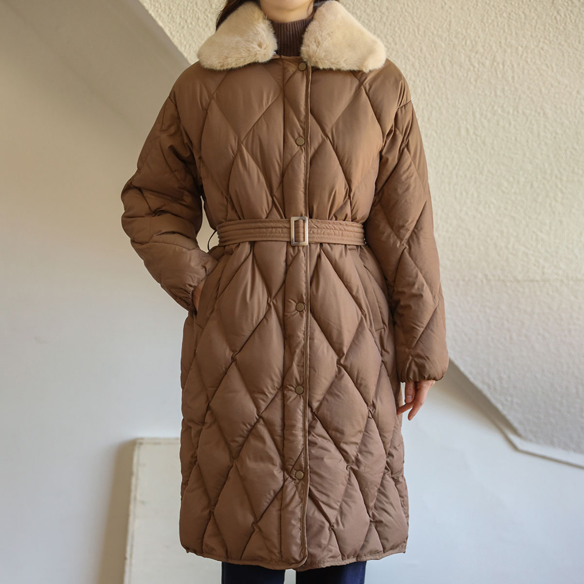 Diamond Quilting Parka Long Padding (Wellon)