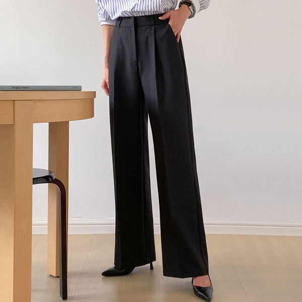 French Chic Pintuck Span Wide Slacks (S-3XL)