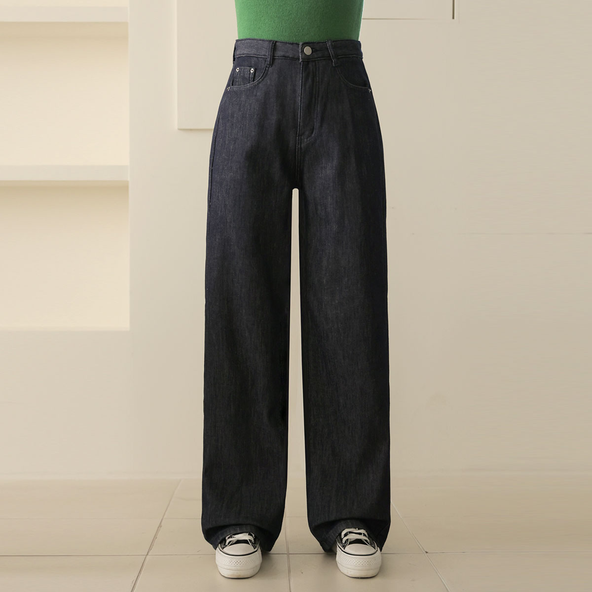 Soft happogimo raw denim wide pants