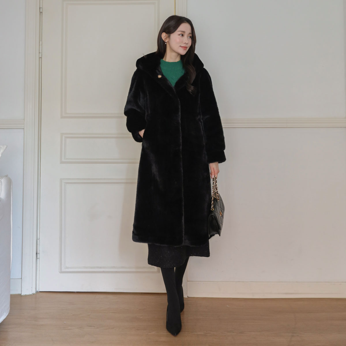 Primo Hood Eco Mink Fur Coat